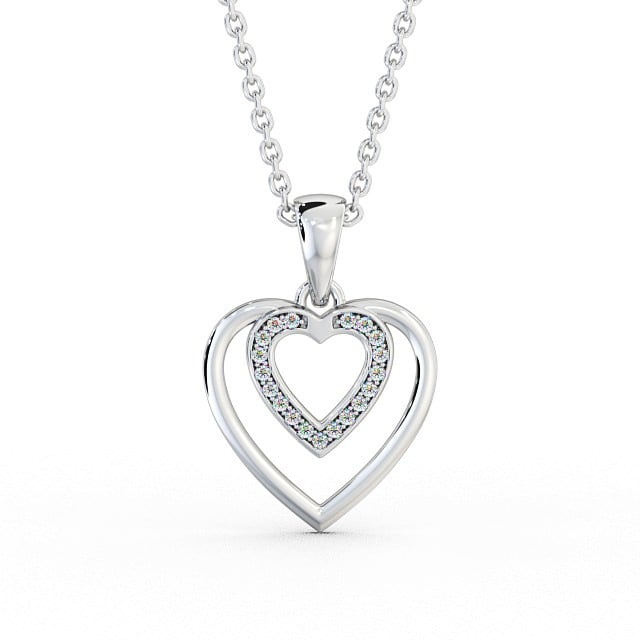 Heart Shaped Diamond Pendant 18K White Gold - Morena PNT102_WG_UP