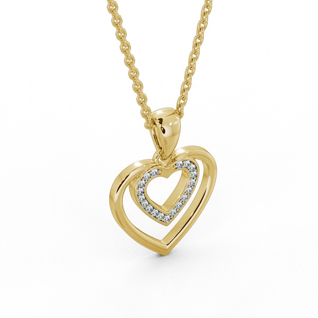 Heart Shaped Diamond Pendant 9K Yellow Gold - Morena PNT102_YG_FLAT
