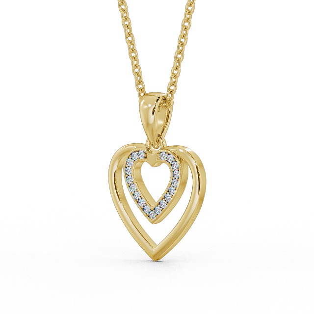 Heart Shaped Diamond Pendant 18K Yellow Gold - Morena PNT102_YG_SIDE