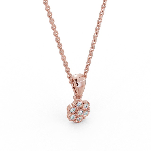 Cluster Style Diamond Pendant 18K Rose Gold - Cesara PNT104_RG_FLAT