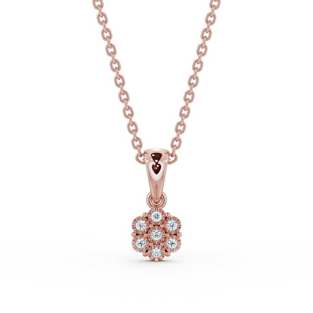 Cluster Style Diamond Pendant 18K Rose Gold - Cesara PNT104_RG_UP
