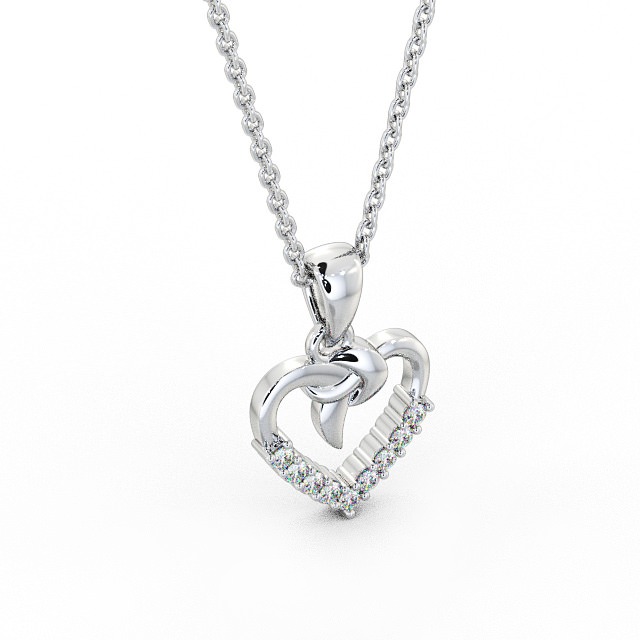 Heart Shaped Diamond Pendant 9K White Gold - Edelina PNT107_WG_FLAT