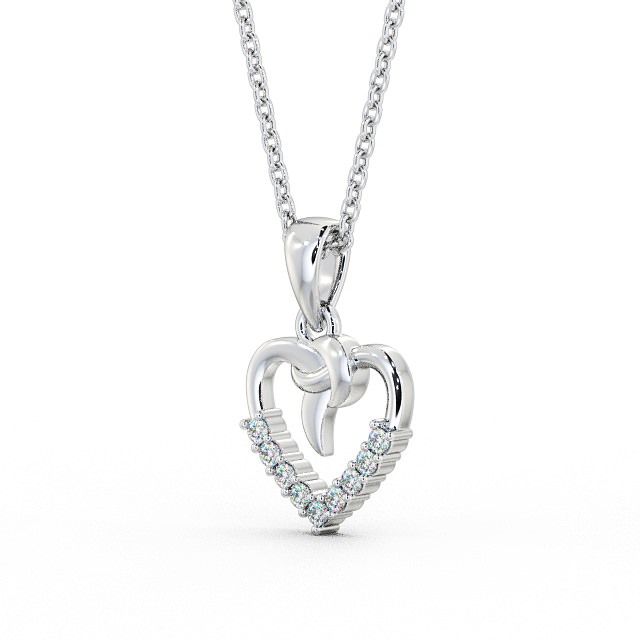 Heart Shaped Diamond Pendant 18K White Gold - Edelina PNT107_WG_SIDE