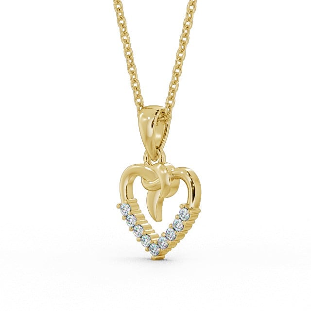 Heart Shaped Diamond Pendant 18K Yellow Gold - Edelina PNT107_YG_SIDE