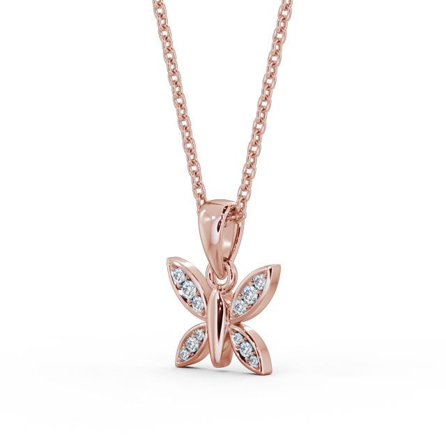 Butterfly Shaped 0.14ct Diamond Pendant 18K Rose Gold - Mayra PNT108_RG_SIDE