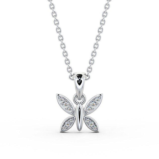 Butterfly Shaped 0.14ct Diamond Pendant 9K White Gold - Mayra PNT108_WG_UP