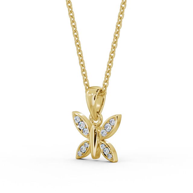 Butterfly Shaped 0.14ct Diamond Pendant 9K Yellow Gold - Mayra PNT108_YG_SIDE