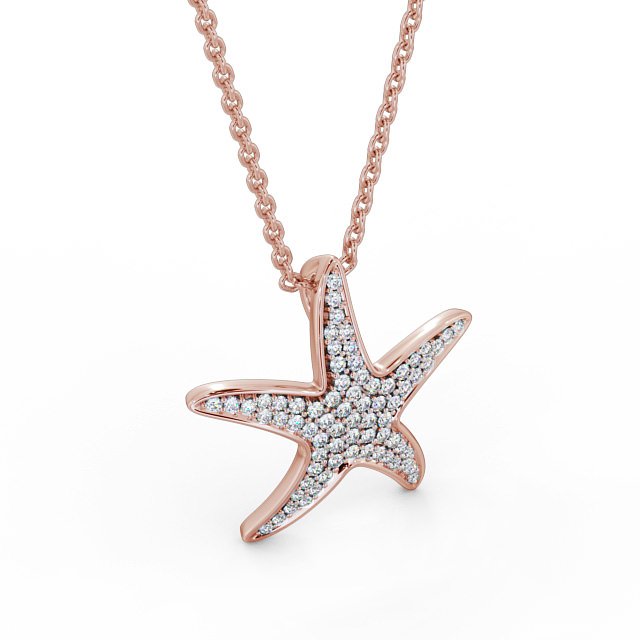 Starfish Shaped 0.32ct Diamond Pendant 18K Rose Gold - Irma PNT109_RG_FLAT