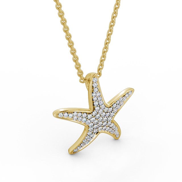 Starfish Shaped 0.32ct Diamond Pendant 9K Yellow Gold - Irma PNT109_YG_FLAT