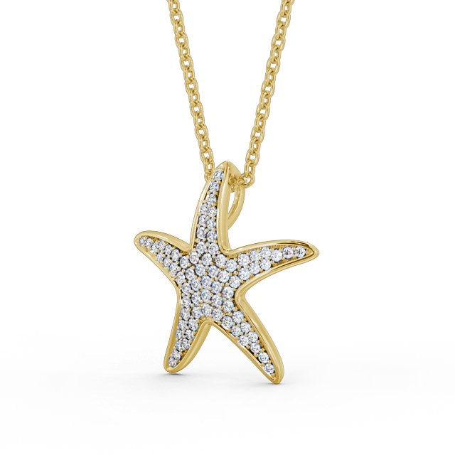 Starfish Shaped 0.32ct Diamond Pendant 9K Yellow Gold - Irma PNT109_YG_SIDE
