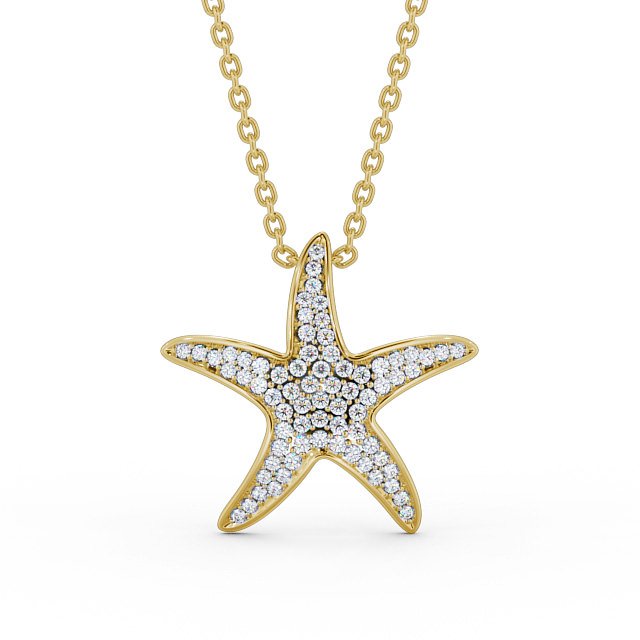 Starfish Shaped 0.32ct Diamond Pendant 18K Yellow Gold - Irma PNT109_YG_UP
