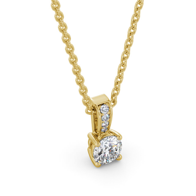 Round Solitaire Four Claw Stud Diamond Pendant 9K Yellow Gold - Dolores PNT113_YG_FLAT