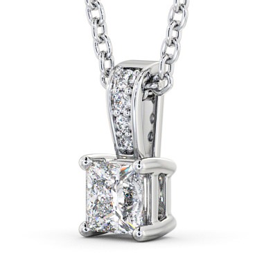 Princess Solitaire Four Claw Stud Diamond Pendant 18K White Gold - Agnisa PNT114_WG_THUMB1