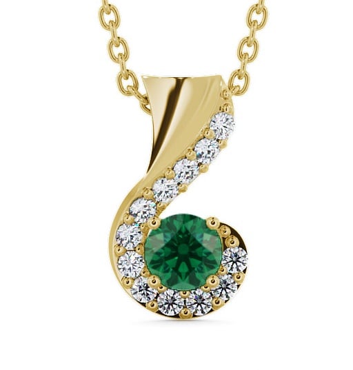  Drop Style Emerald and Diamond 0.72ct Pendant 18K Yellow Gold - Paisley PNT11GEM_YG_EM_THUMB2 