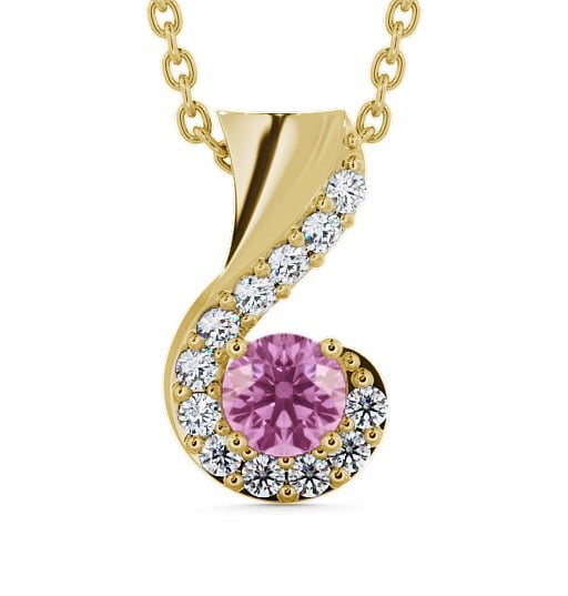  Drop Style Pink Sapphire and Diamond 0.89ct Pendant 18K Yellow Gold - Paisley PNT11GEM_YG_PS_THUMB2 