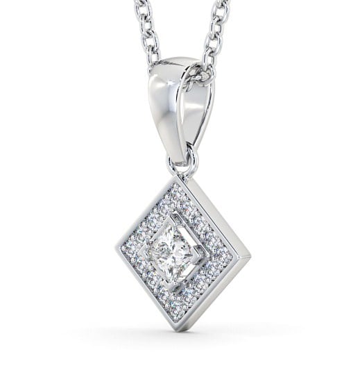Halo Round Diamond Pendant 18K White Gold - Angelique PNT121_WG_THUMB1