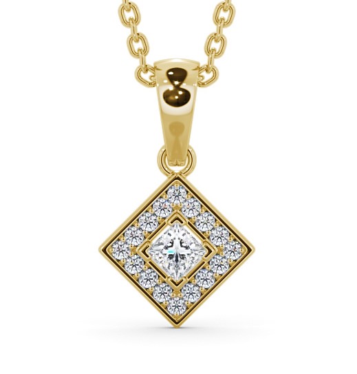  Halo Round Diamond Pendant 18K Yellow Gold - Angelique PNT121_YG_THUMB2 