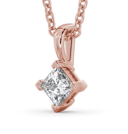 Princess Solitaire Four Claw Stud Diamond Pendant 18K Rose Gold - Eutoria PNT122_RG_THUMB1