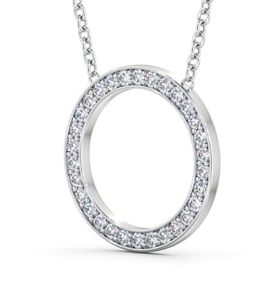  Circle Round Diamond Pendant 18K White Gold - Marinela PNT127_WG_THUMB1 