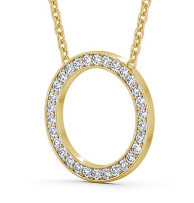  Circle Round Diamond Pendant 18K Yellow Gold - Marinela PNT127_YG_THUMB1 