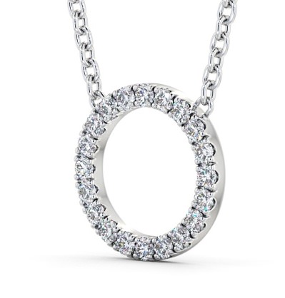  Circle Round Diamond Pendant 18K White Gold - Carletta PNT128_WG_THUMB1 