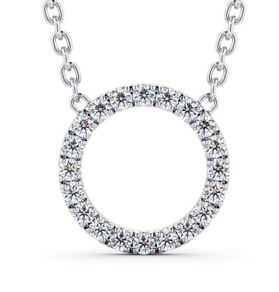  Circle Round Diamond Pendant 18K White Gold - Carletta PNT128_WG_THUMB2 