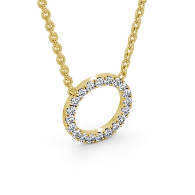 Circle Round Diamond Pendant 18K Yellow Gold - Carletta PNT128_YG_FLAT