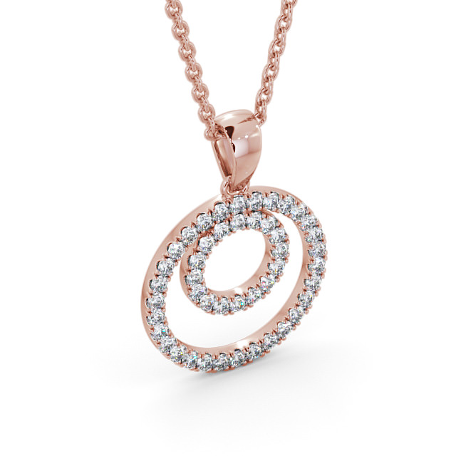 Circle Round Diamond Pendant 18K Rose Gold - Lavenda PNT129_RG_FLAT