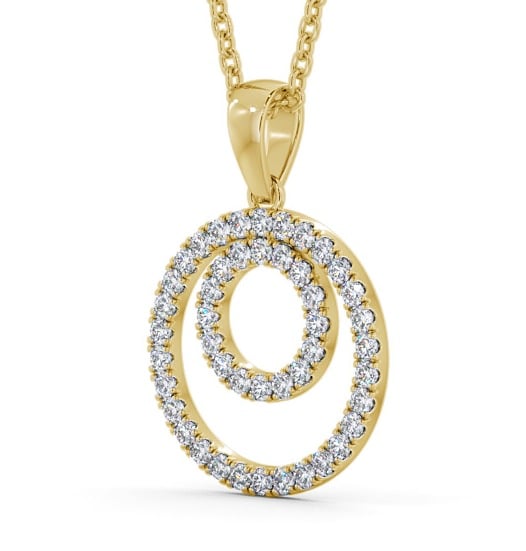 Circle Round Diamond Pendant 9K Yellow Gold - Lavenda PNT129_YG_THUMB1