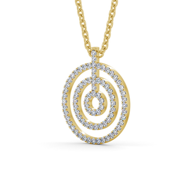 Circle Round Diamond Pendant 9K Yellow Gold - Stefania PNT130_YG_SIDE