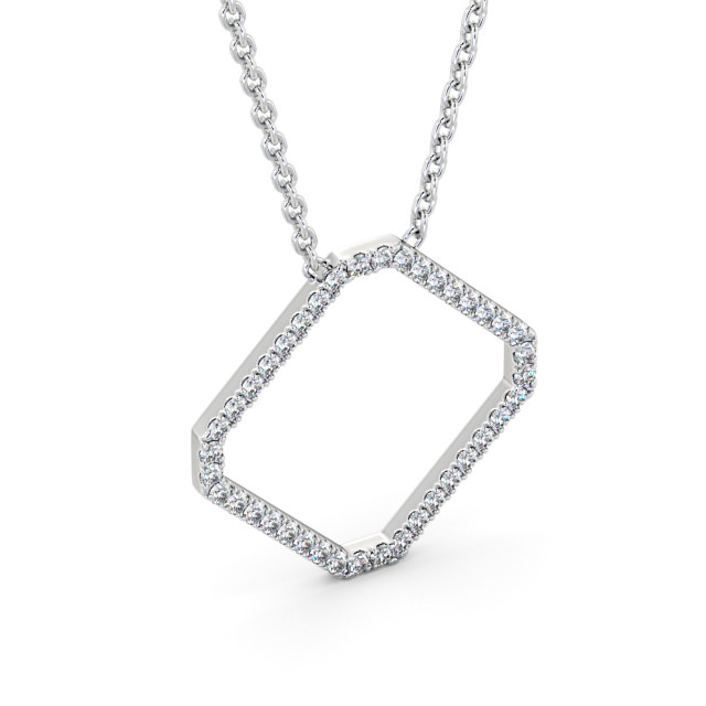 Cluster Style Diamond Pendant 18K White Gold - Erminia PNT131_WG_FLAT
