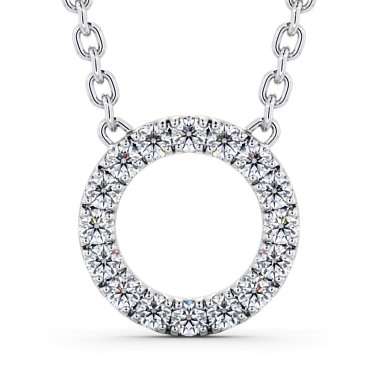  Circle Round Diamond Pendant 18K White Gold - Anisa PNT134_WG_THUMB2 