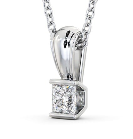  Princess Solitaire Tension Stud Diamond Pendant 18K White Gold - Ayton PNT136_WG_THUMB1 