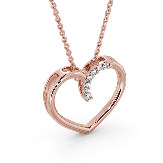 Heart Style Round Diamond 0.15ct Pendant 18K Rose Gold - Cuilen PNT138_RG_FLAT