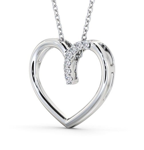 Heart Style Round Diamond 0.15ct Pendant 9K White Gold - Cuilen PNT138_WG_THUMB1