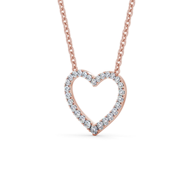 Heart Style Round Diamond 0.25ct Pendant 9K Rose Gold - Pevense PNT139_RG_SIDE