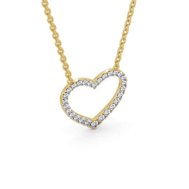 Heart Style Round Diamond 0.25ct Pendant 9K Yellow Gold - Pevense PNT139_YG_FLAT