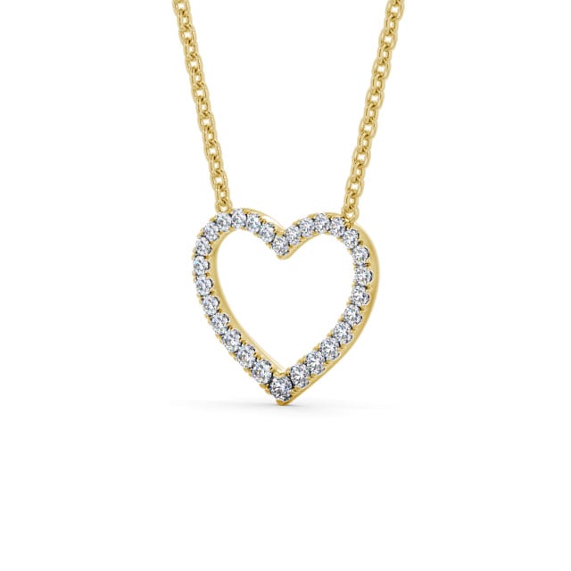 Heart Style Round Diamond 0.25ct Pendant 9K Yellow Gold - Pevense PNT139_YG_SIDE
