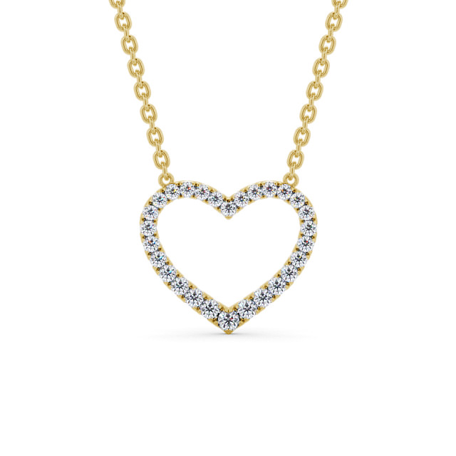 Heart Style Round Diamond 0.25ct Pendant 9K Yellow Gold - Pevense PNT139_YG_UP