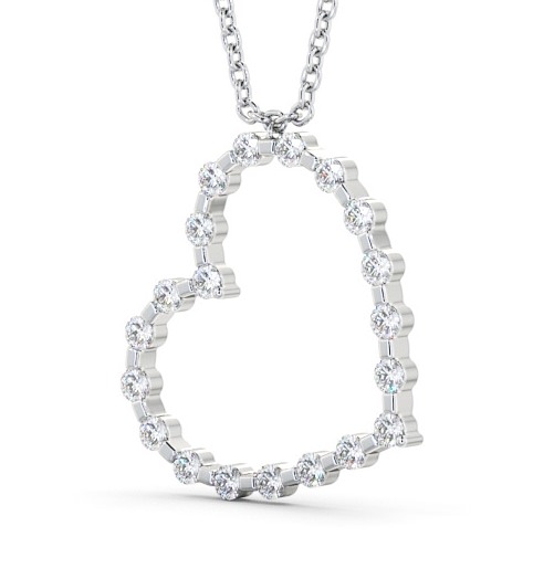 Heart Style Round Diamond Pendant 9K White Gold - Mulise PNT140_WG_THUMB1