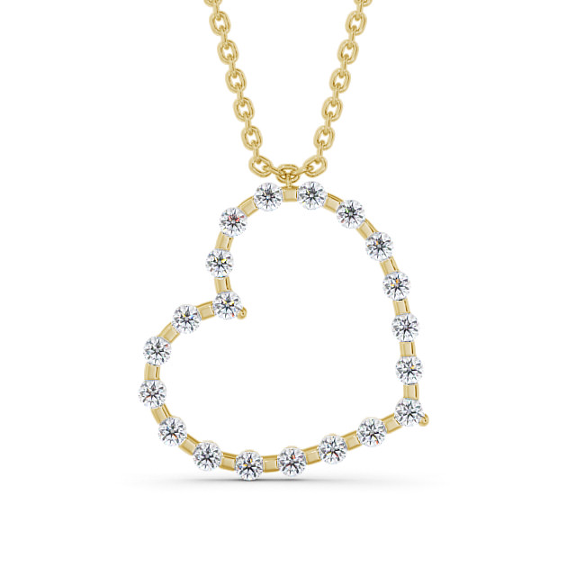 Heart Style Round Diamond Pendant 18K Yellow Gold - Mulise PNT140_YG_UP