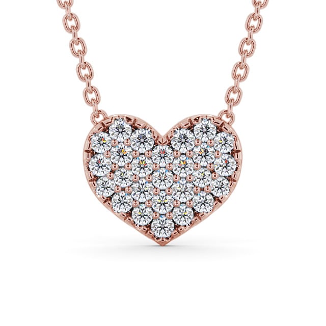 Heart Style Round Diamond Pendant 9K Rose Gold - Duvant PNT141_RG_UP