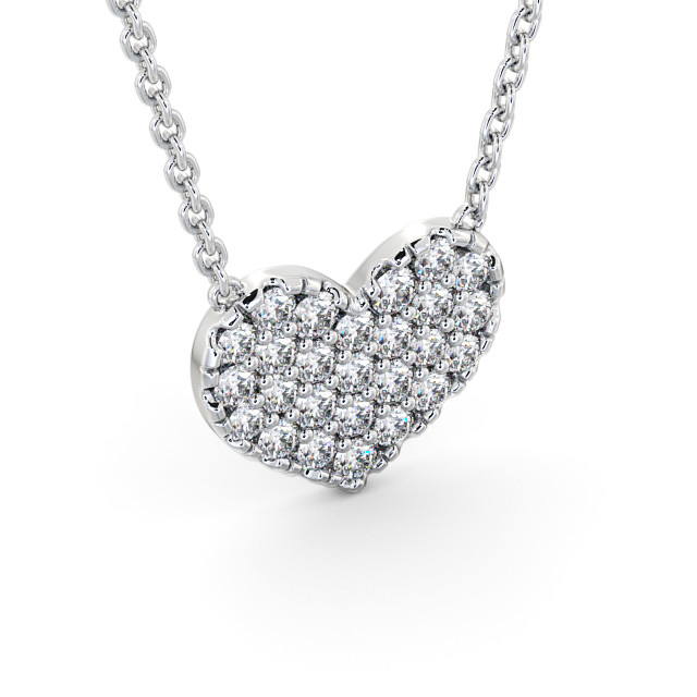 Heart Style Round Diamond Pendant 9K White Gold - Duvant PNT141_WG_FLAT