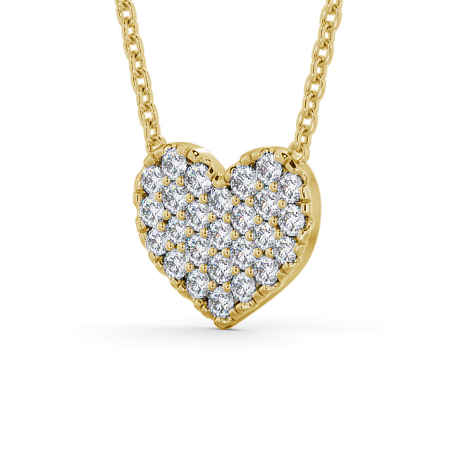 Heart Style Round Diamond Pendant 9K Yellow Gold - Duvant PNT141_YG_SIDE