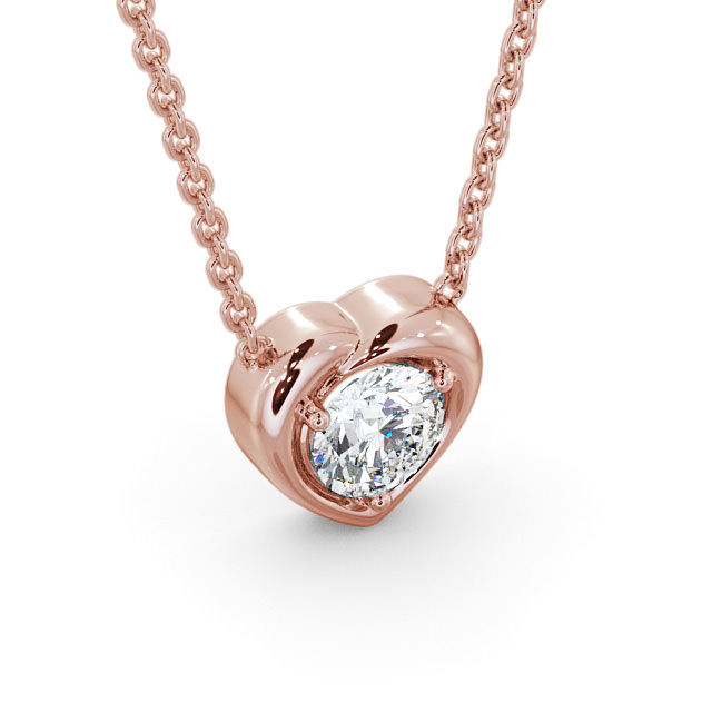 Heart Style Solitaire Stud Diamond Pendant 18K Rose Gold - Fabiola PNT142_RG_FLAT