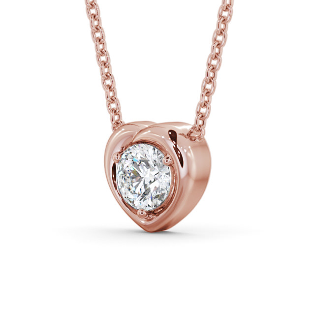Heart Style Solitaire Stud Diamond Pendant 18K Rose Gold - Fabiola PNT142_RG_SIDE