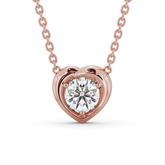 Heart Style Solitaire Stud Diamond Pendant 18K Rose Gold - Fabiola PNT142_RG_UP
