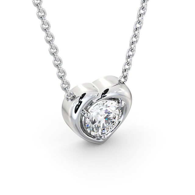 Heart Style Solitaire Stud Diamond Pendant 18K White Gold - Fabiola PNT142_WG_FLAT