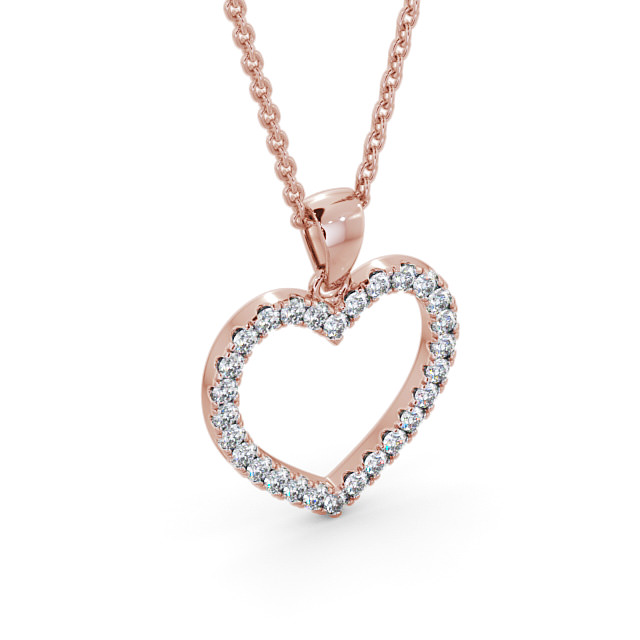Heart Style Round Diamond Pendant 9K Rose Gold - Elesore PNT143_RG_FLAT