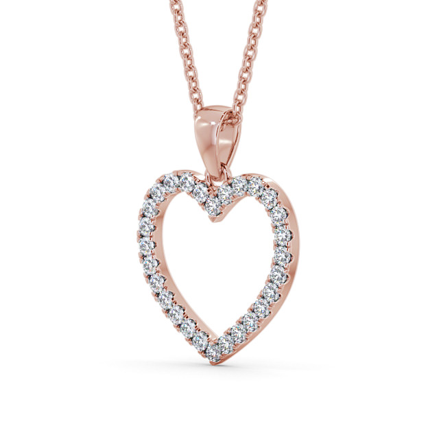 Heart Style Round Diamond Pendant 9K Rose Gold - Elesore PNT143_RG_SIDE